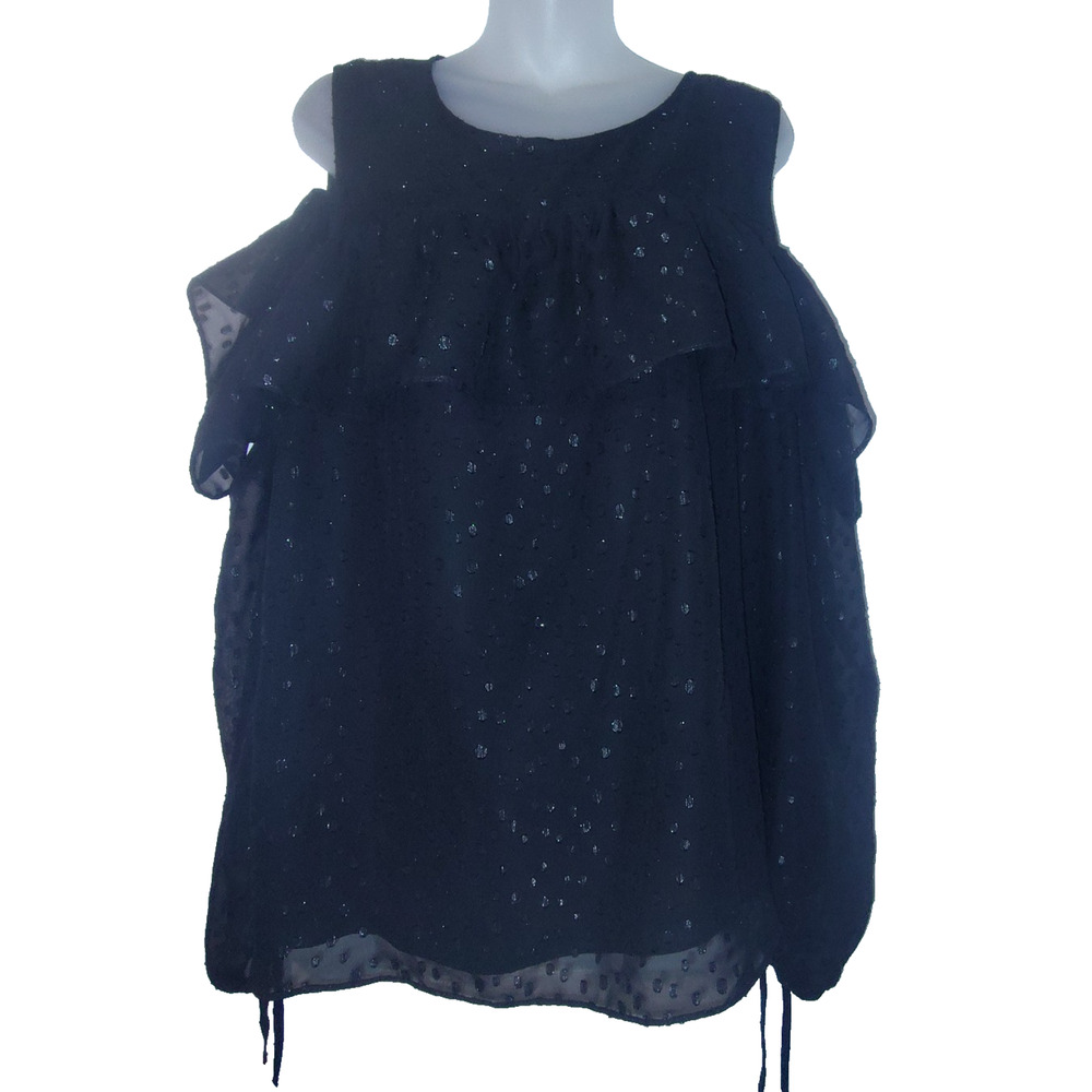Cato Women’s Black Semi Sheer Sequin Blouse Size 18 BG17